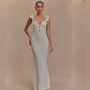 Mekhi Ezra Dress - ivory lace maxi dress